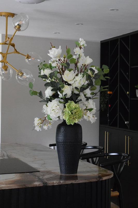 Large Green and White Faux Flower Arrangement, Artificial Flowers, Faux Flowers, Hydrangeas, Eucalyptus, Magnolia, Home Decor, UK